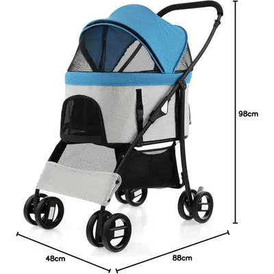 GIANTEX Poussette pour Chien Chat 3 en 1, Pliable, Siège Voiture Amovible