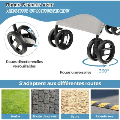 GIANTEX Poussette pour Chien Chat 3 en 1, Pliable, Siège Voiture Amovible