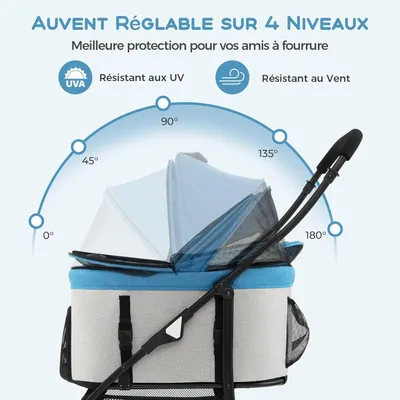 GIANTEX Poussette pour Chien Chat 3 en 1, Pliable, Siège Voiture Amovible