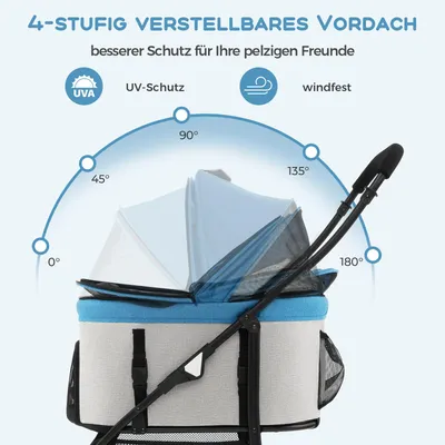 GIANTEX 3-in-1 Haustierwagen für Hunde&Katzen,klappbar mit abnehmbarem Sitz