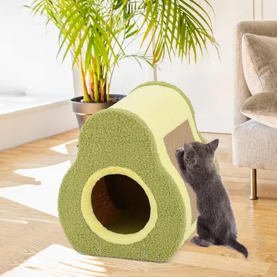 GIANTEX Griffoir pour Chats en Forme d'Avocat avec Tapis, Entrée Spacieuse
