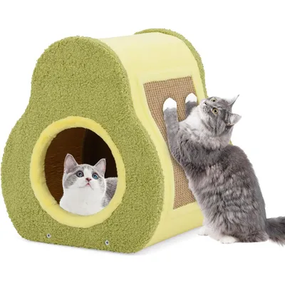GIANTEX Kratzbaum Für Katzen In Avocado-Form Mit Matte,Großzügiger Einstieg