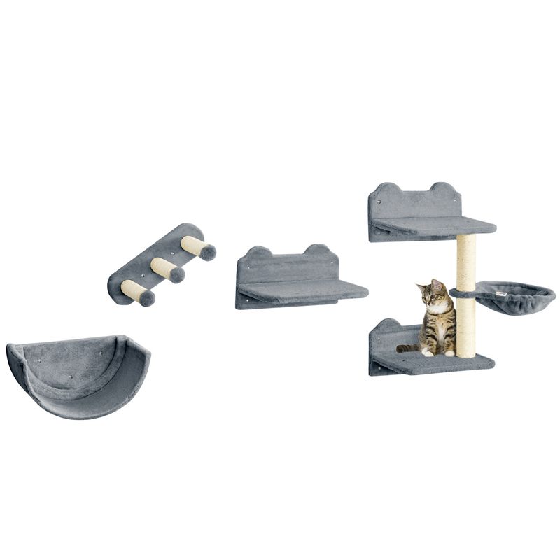 PawHut - mur d'escalade plateformes pour chat multi-équipement - gris