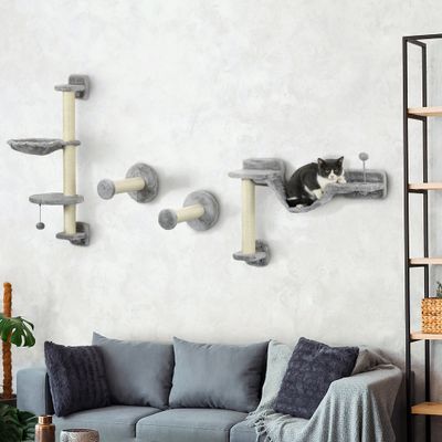 PawHut ? Mur d'escalade chat griffoirs plateformes panier hamac jeux