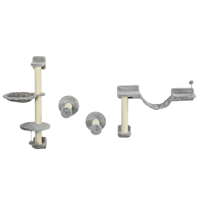 PawHut - mur d'escalade plateformes pour chat multi-équipement - gris