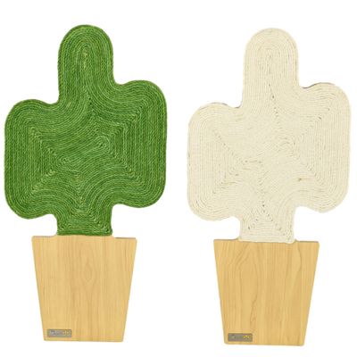 PawHut - lot de 2 griffoirs muraux design cactus H.60 cm - vert