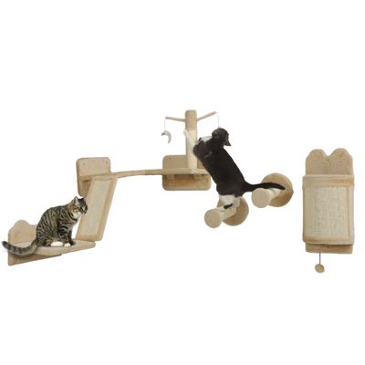PawHut - mur d'escalade pour chat nombreux éléments - beige