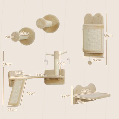 PawHut - Mur d'escalade chat design - griffoirs, grattoirs, jeux