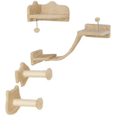 PawHut - plateformes parcours mural chat 4 pièces - beige
