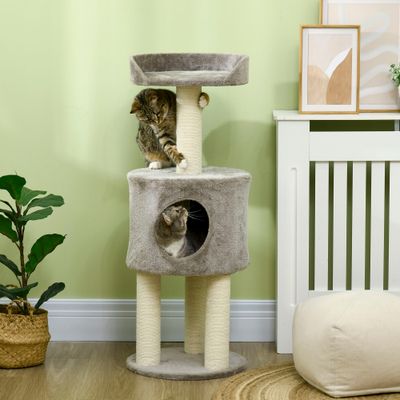 PawHut ? Arbre à chat griffoirs sisal naturel niche plateforme haute