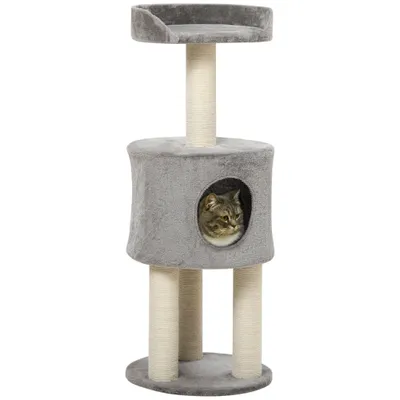 PawHut ? Arbre à chat griffoirs sisal naturel niche plateforme haute