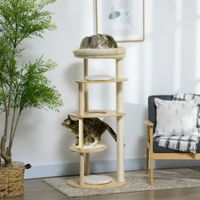 PawHut - arbre à chat style nordique H.123 cm - bois clair