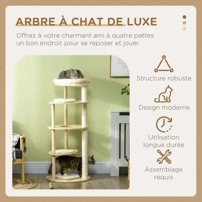 PawHut - arbre à chat style nordique H.123 cm - bois clair