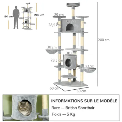 PawHut ? Arbre à chat griffoirs niches hamacs plateformes boules corde