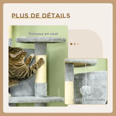 PawHut - arbre à chat multi-équipement H.200 cm - gris PawHut - arbre à chat multi-équipement H.200 cm - gris