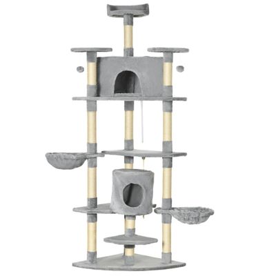 PawHut - arbre à chat multi-équipement H.200 cm - gris