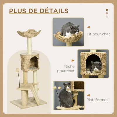 PawHut - arbre à chat style cosy chic H.116 cm - beige