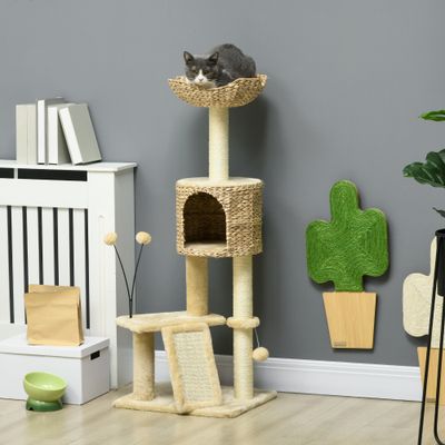 PawHut ? Arbre à chat style cosy chic jacinthe d'eau peluche beige