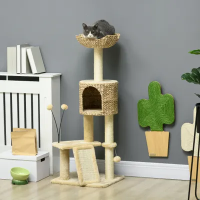 PawHut - arbre à chat style cosy chic H.116 cm - beige PawHut - arbre à chat style cosy chic H.116 cm - beige