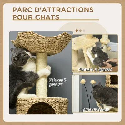 PawHut - arbre à chat style cosy chic H.116 cm - beige
