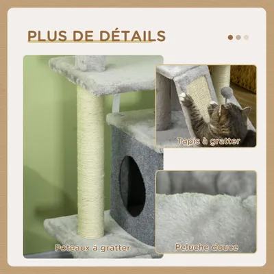 PawHut - arbre à chat multi-équipement H.146 cm - gris
