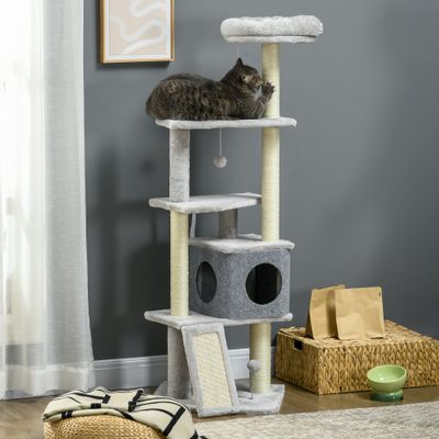 PawHut - arbre à chat multi-équipement H.146 cm - gris