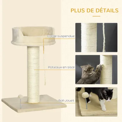 PawHut - arbre à chat multi-équipement H.83 cm - beige