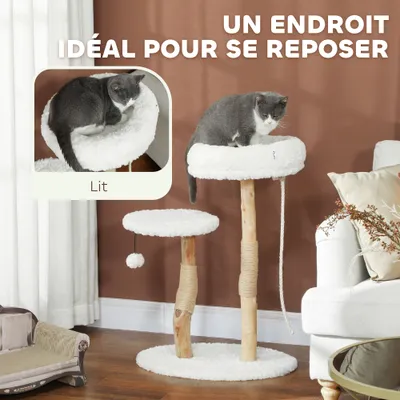 PawHut - arbre à chat style bohème chic H.85 cm - effet laine bouclée