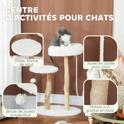 PawHut - arbre à chat style bohème chic H.85 cm - effet laine bouclée