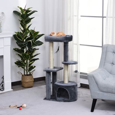 PawHut ? Arbre à chat griffoirs niche plateformes 2 jouets suspendus