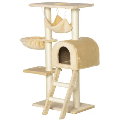 PawHut - Arbre à chat griffoir tour de jeu multi-niveaux H.98cm beige