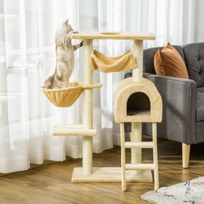 PawHut - Arbre à chat griffoir tour de jeu multi-niveaux H.98cm beige