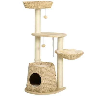 PawHut ? Arbre à chat cosy griffoirs niche paniers quenouille peluche