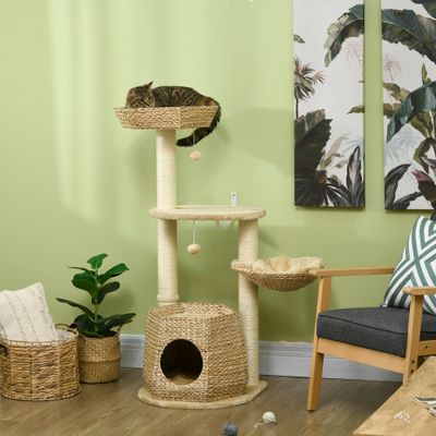 PawHut ? Arbre à chat cosy griffoirs niche paniers quenouille peluche