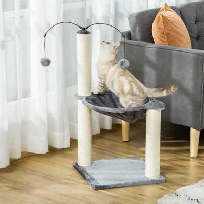 PawHut - arbre à chat multi-équipement H.83 cm - gris PawHut - arbre à chat multi-équipement H.83 cm - gris