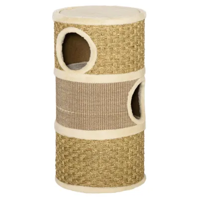 PawHut ? Arbre à chat cylindrique tour à griffer 3 niches + plateforme