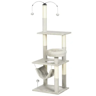 PawHut - arbre à chat multi-équipement H.146 cm - gris PawHut - arbre à chat multi-équipement H.146 cm - gris