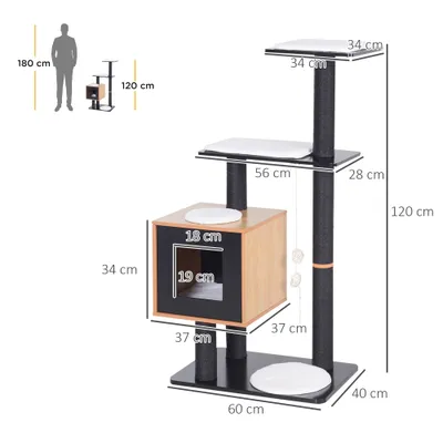 PawHut - arbre à chat multi-équipement H.120 cm - noir hêtre