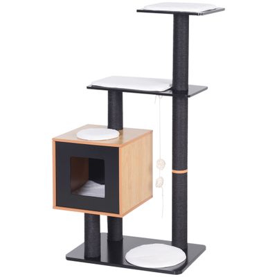 PawHut - arbre à chat multi-équipement H.120 cm - noir hêtre