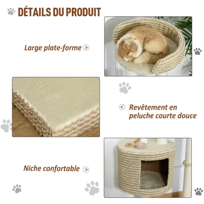 PawHut - arbre à chat multi-équipement H.96 cm - beige café