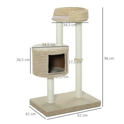 PawHut - arbre à chat multi-équipement H.96 cm - beige café