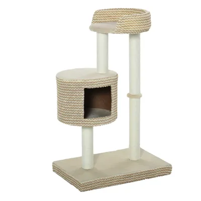 PawHut - arbre à chat multi-équipement H.96 cm - beige café PawHut - arbre à chat multi-équipement H.96 cm - beige café
