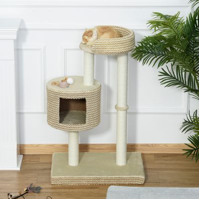 PawHut ? Arbre à chat style cosy chic griffoirs jute naturelle