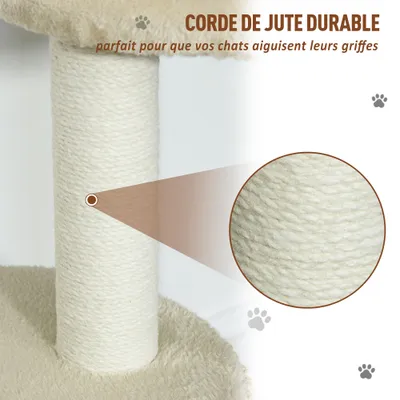 PawHut - arbre à chat multi-équipement H.96 cm - beige café