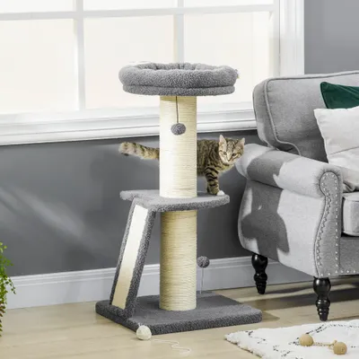 PawHut - arbre à chat multi-équipement H.92 cm - gris