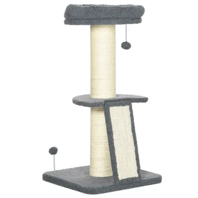 PawHut ? Arbre à chat 3 griffoirs grattoirs plateforme panier 2 boules