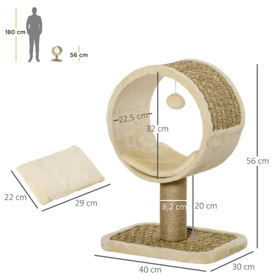 PawHut - arbre à chat style cosy chic H.56 cm - beige