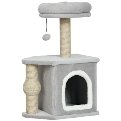 PawHut - arbre à chat multi-équipement H.66 cm - gris PawHut - arbre à chat multi-équipement H.66 cm - gris