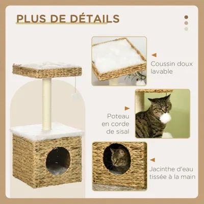 PawHut - arbre à chat style cosy chic H.83 cm - naturel