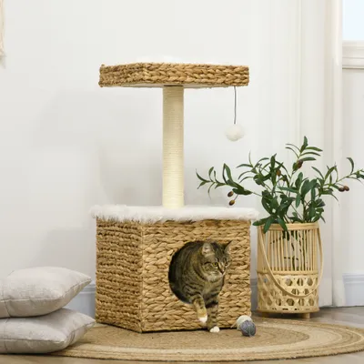 PawHut - arbre à chat style cosy chic H.83 cm - naturel